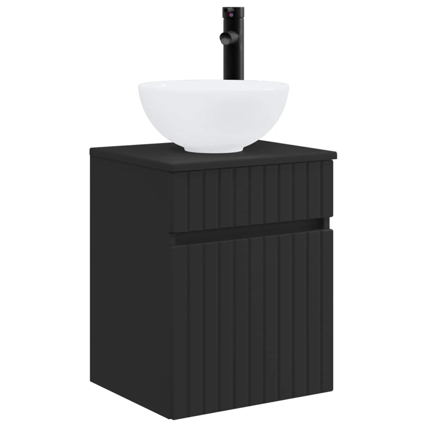 vidaXL Wandmontierte Waschbecken-Vanität Schwarz 39 x 35 x 63 cm 890543