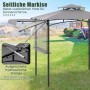 Costway Grillpavillon mit Seitenmarkise Doppeldach 318x153x250 cm Grau_4