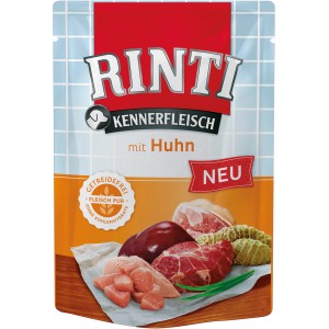 Rinti Kennerfleisch Huhn, 400g Hunde-Nassfutter im Beutel mit hohem Fleischanteil.