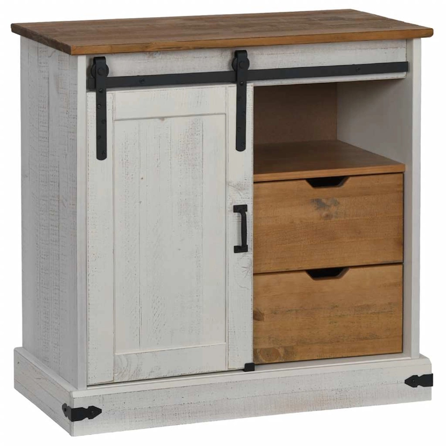 vidaXL Sideboard HALDEN mit Schiebetür Weiß 80x40x80 cm Massivholz 4018418 günstig online kaufen