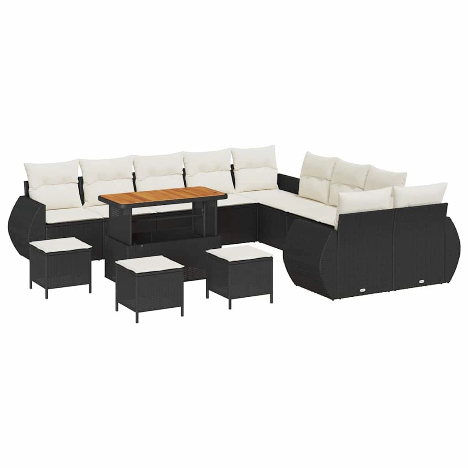 vidaXL Garten-Sofa-Set 14-Tlg Schwarz Poly Rattan 3361940 günstig online kaufen