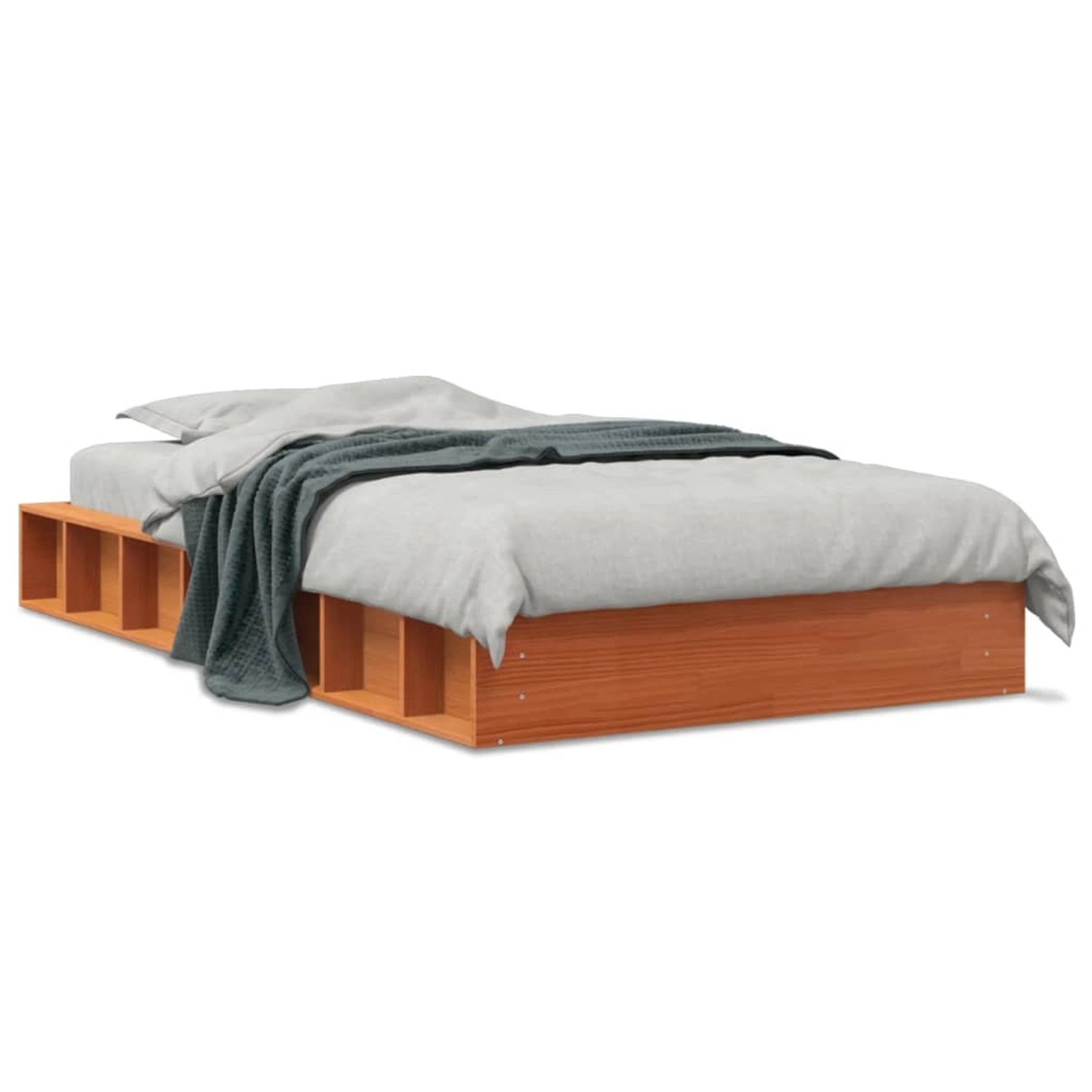 vidaXL Massivholzbett ohne Matratze Wachsbraun 90x200 Kiefernholz 844431