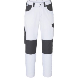 Kübler Pulse Bundhose Eco, weiß/anthrazit, Gr. 56. Arbeitshose mit Cargotaschen und Stretcheinsatz.