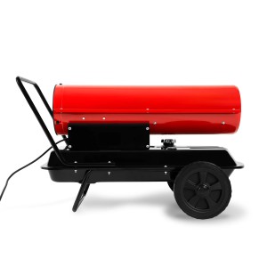 EBERTH Heizkanone 30kW, rotes Heizgebläse mit Rädern und schwarzem Gestell.