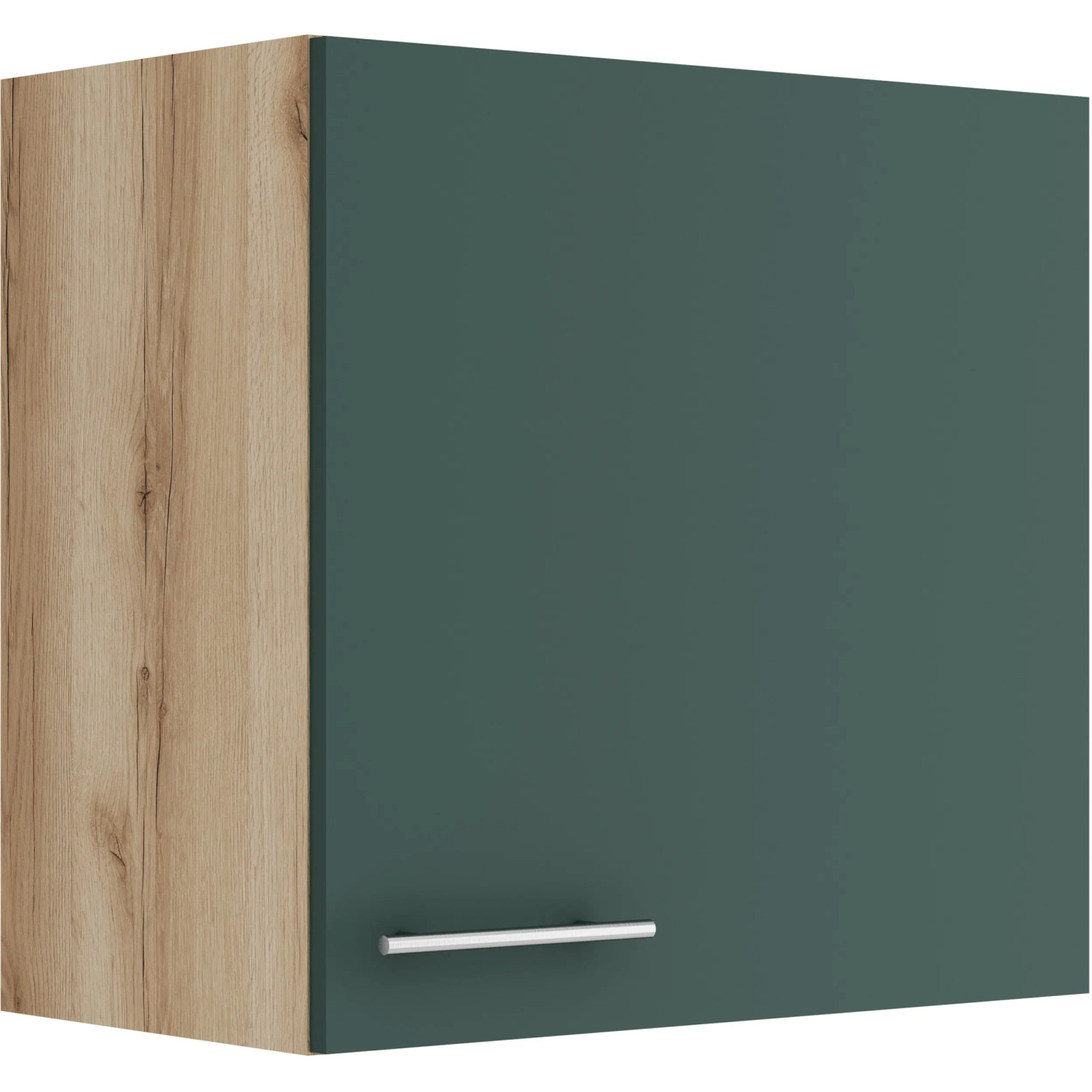 OPTIFIT Savona405 Küchen-Hängeschrank, 60 cm, steingrün/Wildeiche Dekor mit Edelstahlgriff.