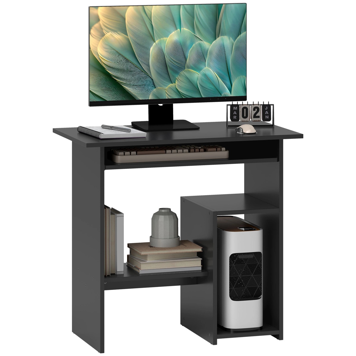 HOMCOM Computertisch Schreibtisch Spanplatte Schwarz L80 x B45 x H75 cm günstig online kaufen