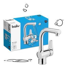 baliv Waschtischarmatur WT-5061 Chrom mit Verpackung, Einhebelmischer für Waschbecken.