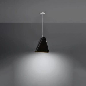 Schwarze Sollux Lighting Blum 2 Pendelleuchte mit weißem Baldachin. Moderne Lampe für Wohnzimmer und Schlafzimmer.