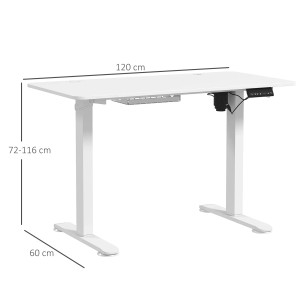 Weißer, höhenverstellbarer Vinsetto Schreibtisch (120x60 cm) mit Memory-Funktion.