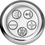 Nahaufnahme der Bedienelemente für das Whirlpool-System der Badewanne.