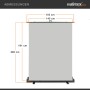 Walimex Pro Roll-Up Panel Hintergrund grau 155x200 cm, mit eingezeichneten Abmessungen für Fotostudio.
