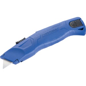 Blaues LUX Sicherheitsmesser mit Klinge und ergonomischem Griff für sicheres Schneiden.