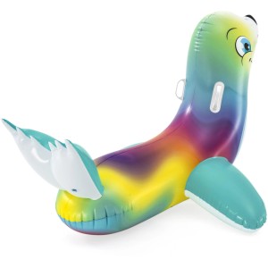 Bestway Schwimmtier Robbe, bunt, 141x110cm, aufblasbar für Badespaß im Pool.