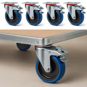Wiltec Lenkrollen Set 4X Transportrolle M. Bremse 10Mm 150Kg Totalfeststellbar