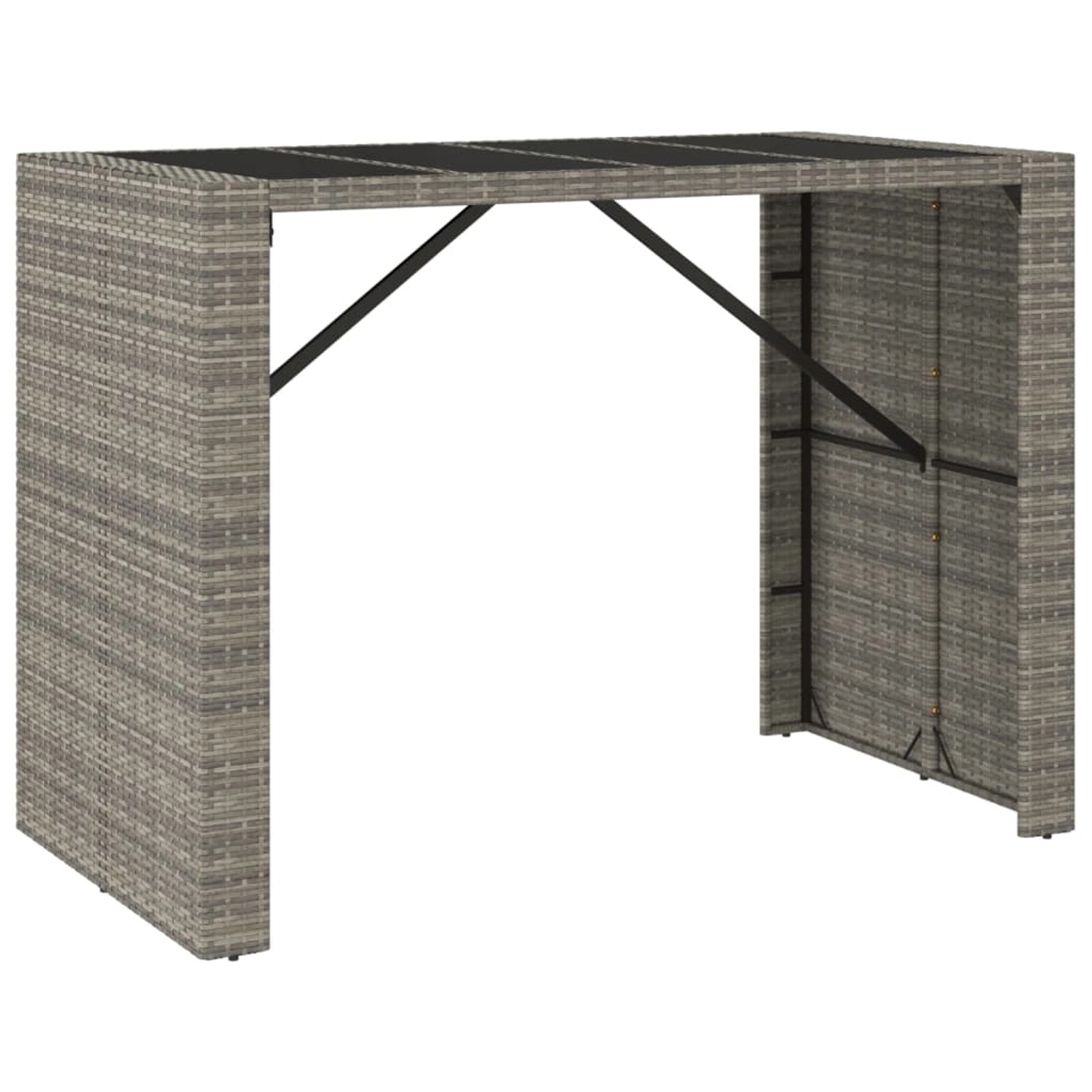 vidaXL Bartisch mit Glasplatte Grau 145x80x110 cm Poly Rattan 362598