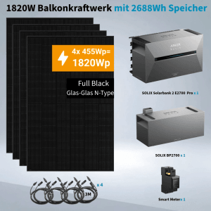 Anker SOLIX Solarbank 3 Pro 1.820 W Balkonkraftwerk mit 1 BP2700 Ohne Halterung