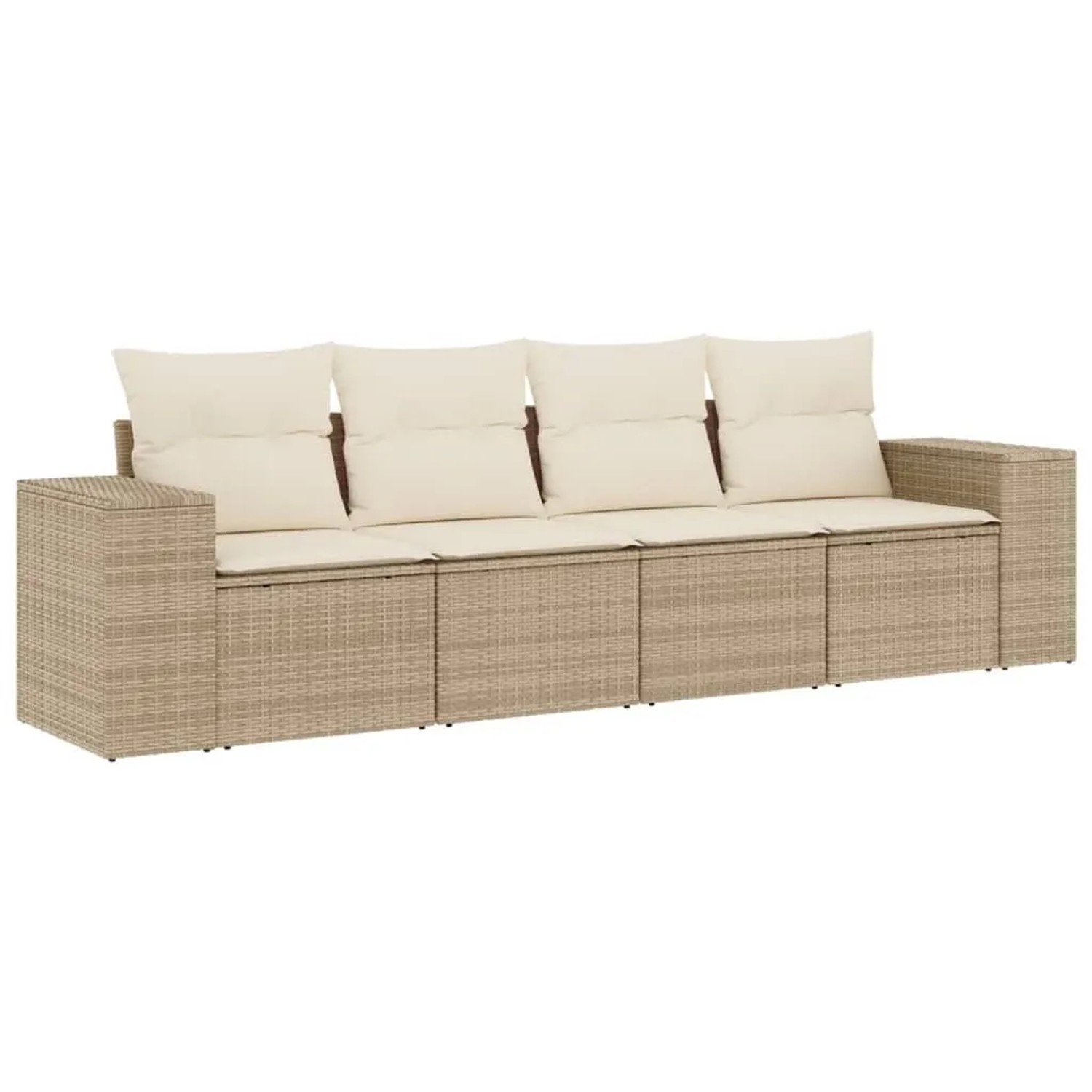 vidaXL 4-Tlg Garten-Sofagarnitur mit Kissen Beige Poly Rattan 3222277