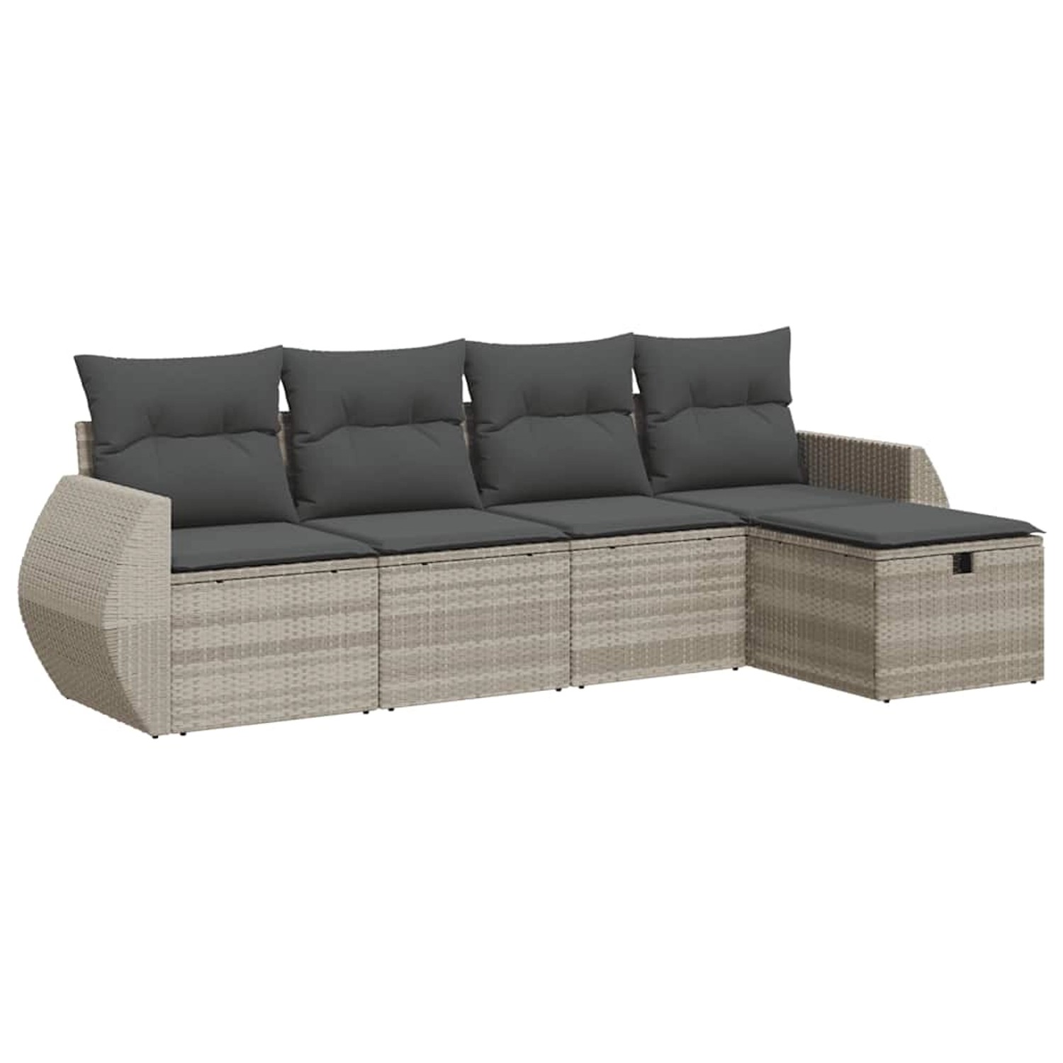 vidaXL 5-Tlg Garten-Sofagarnitur mit Kissen Hellgrau Poly Rattan 3325568 günstig online kaufen