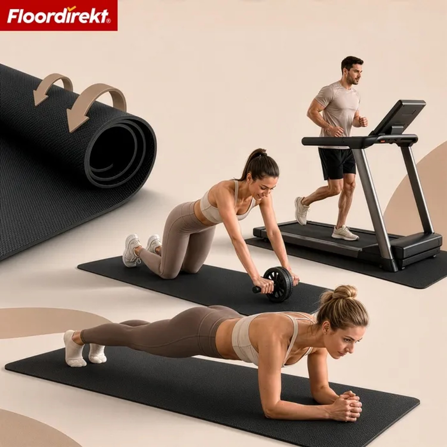 Floordirekt Bodenschutzmatte Sparta als Unterlage für Fitnessgeräte und Gymnastik, 200x90 cm.
