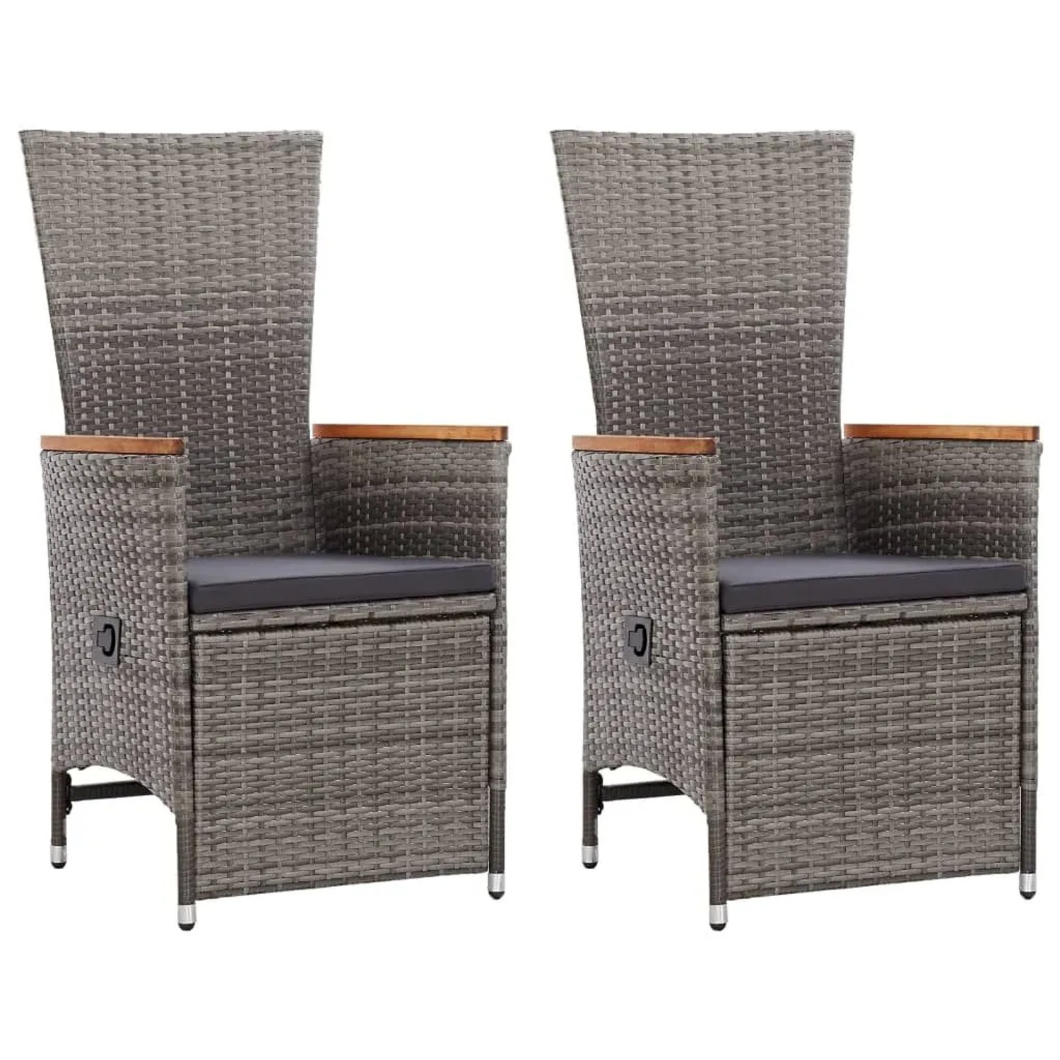 Furnicato Garten-liegestühle 2 Stk Mit Auflagen Poly Rattan Grau