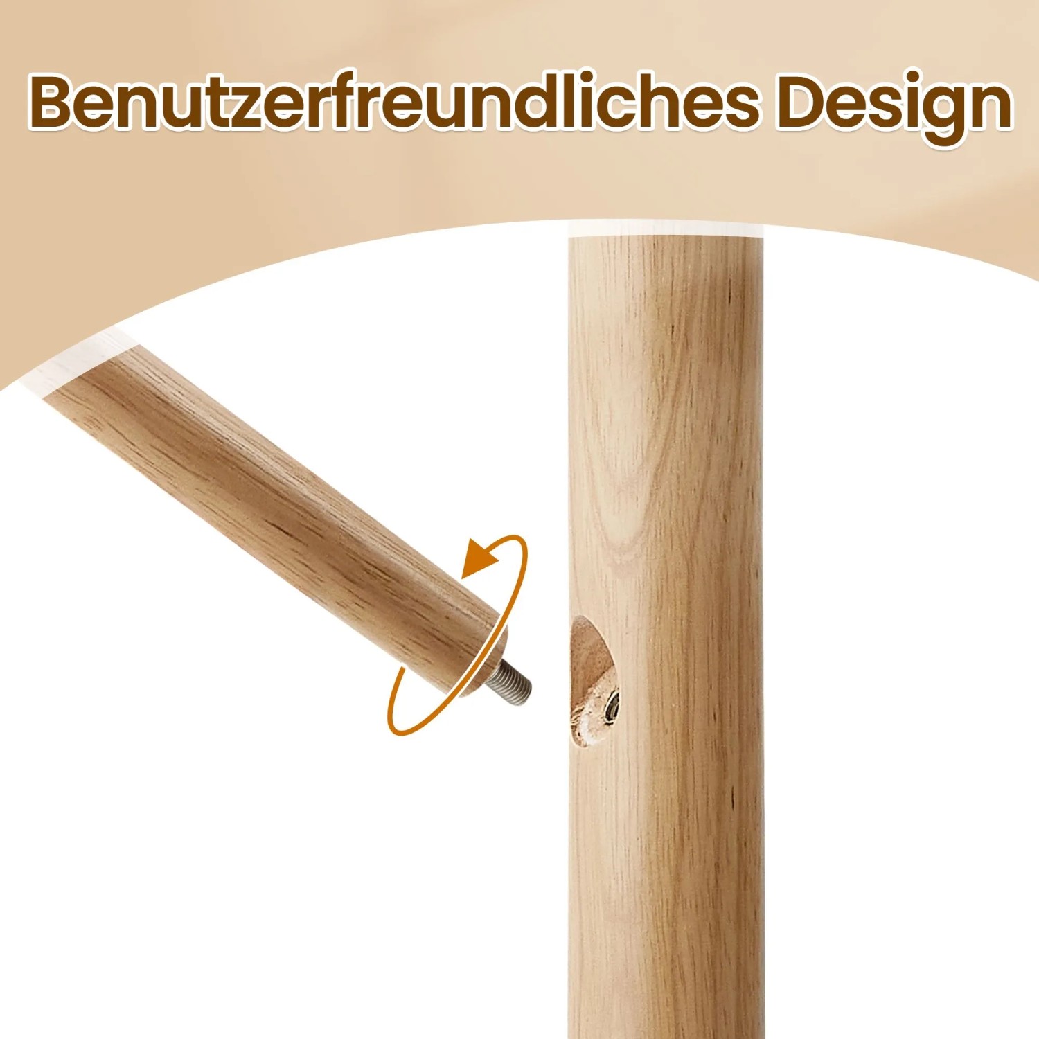 Detailaufnahme: Montage des Songmics Kleiderständers Andi mit 8 Haken.