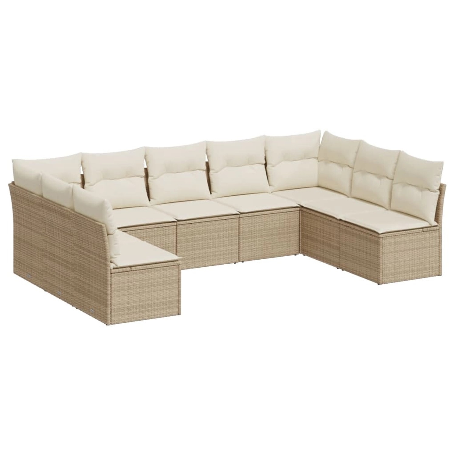 vidaXL 9-tlg Garten-Sofagarnitur mit Kissen Beige Poly Rattan Modell 90 günstig online kaufen