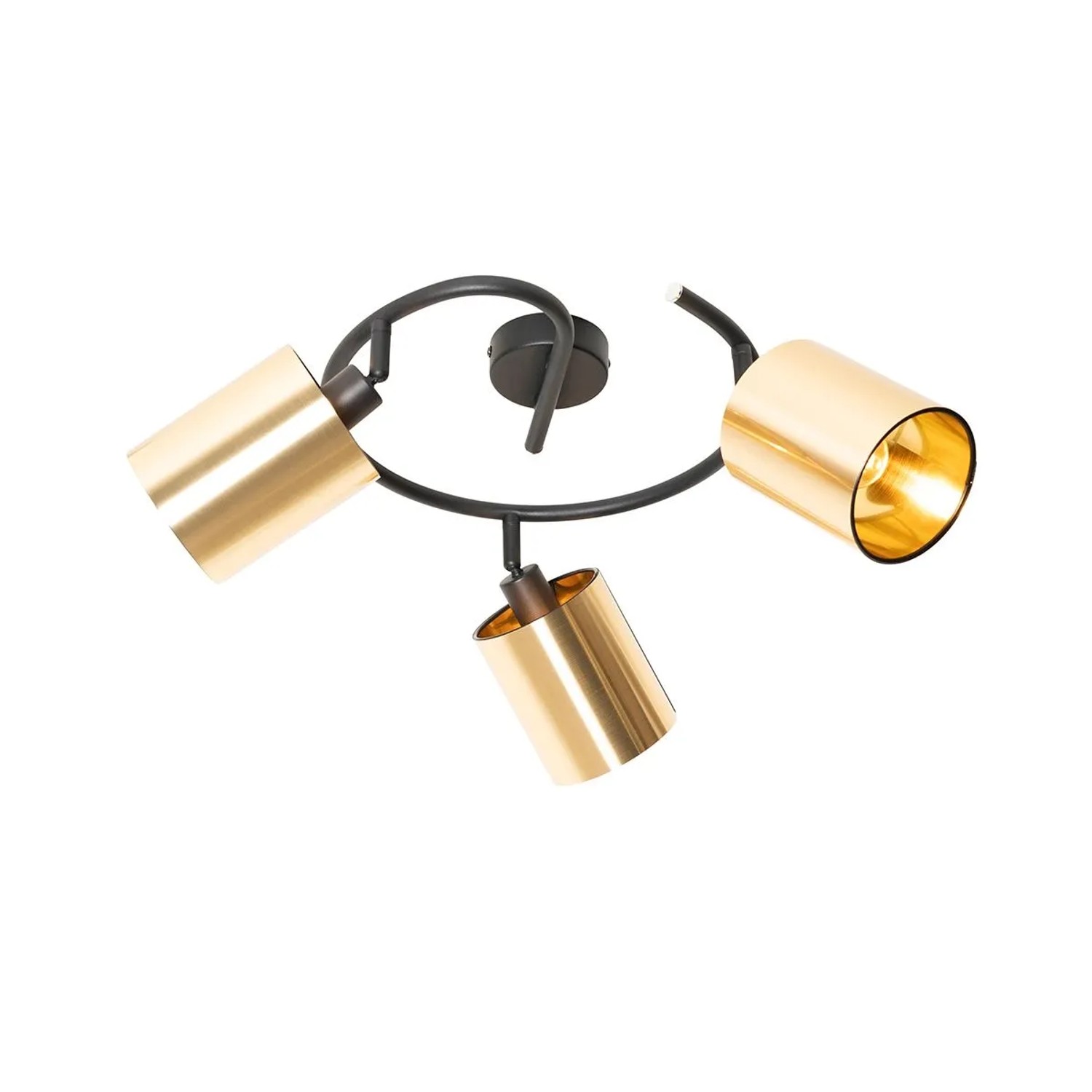 QAZQA Moderne Deckenleuchte Schwarz mit Goldenem 3 Licht Lofty