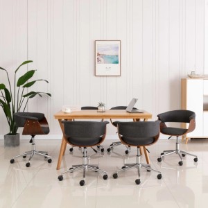 vidaXL Drehbare Esszimmerstühle 6 Stk Grau Stoff 3054886