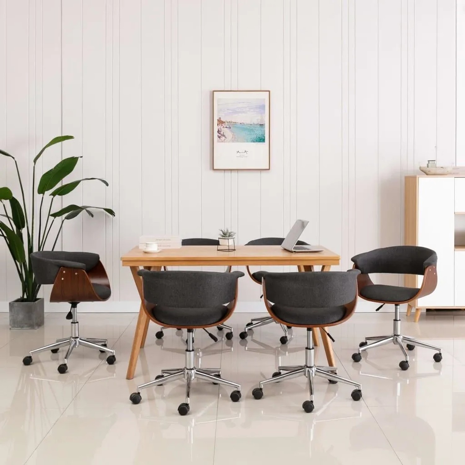 vidaXL Drehbare Esszimmerstühle 6 Stk Grau Stoff 3054886_2