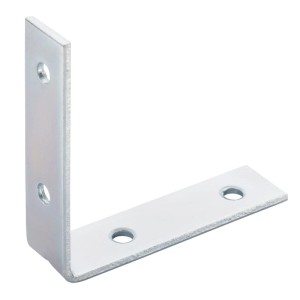 SOTECH Winkelverbinder aus verzinktem Stahl, L-förmig, mit gesenkten Löchern und Sicke für Möbelbau.