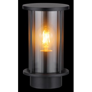 Globo Gracey Außenleuchte, Edelstahl schwarz matt, Rauchglas, Licht nach oben.