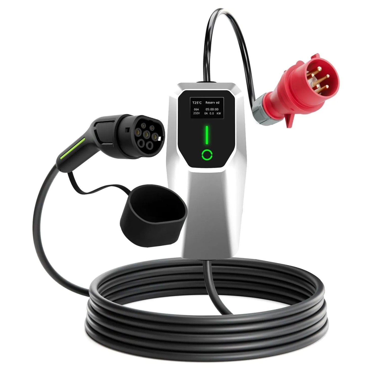 Junsun EV Ladegerät 11 kW Typ 2 - 5 m Kabel 3-phasig 6-16 A Einstellbar