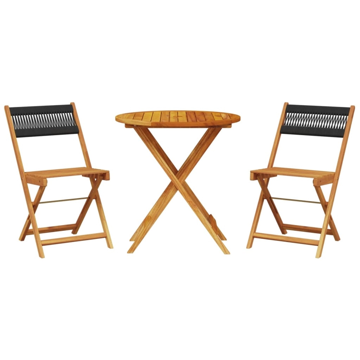 vidaXL 3-tlg Bistro-Set Schwarz Polypropylen und Massivholz Modell 2