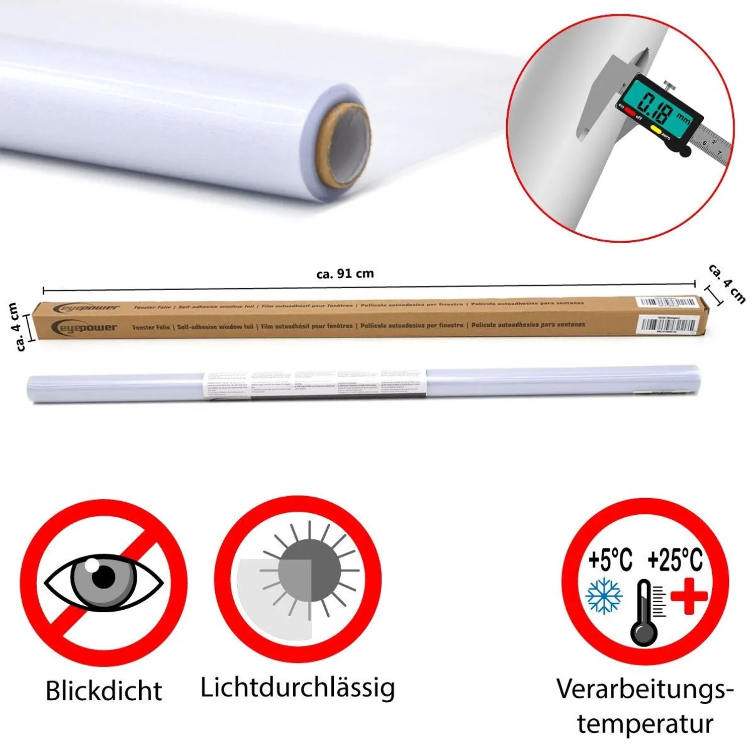 eyepower Milchglasfolie selbstklebend 90 x 200 cm kaufen bei OBI