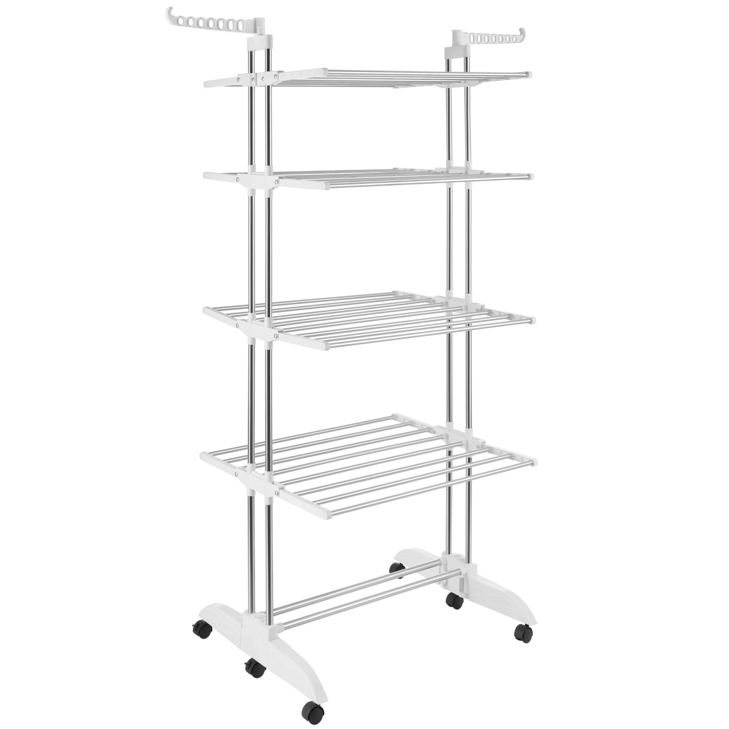 Tectake Turmwäscheständer Odelia  Weiß Chrom Klappbar 4 Etagen 63 x 125 x 179 cm