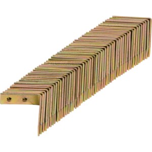 50 Stück gelb verzinkte Stuhlwinkel 40x40x15 mm für Holzkonstruktionen.