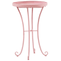 Beistelltisch aus dem Beliani Bistro Set CAVINIA, rosa, aus Metall mit geschwungenen Beinen.