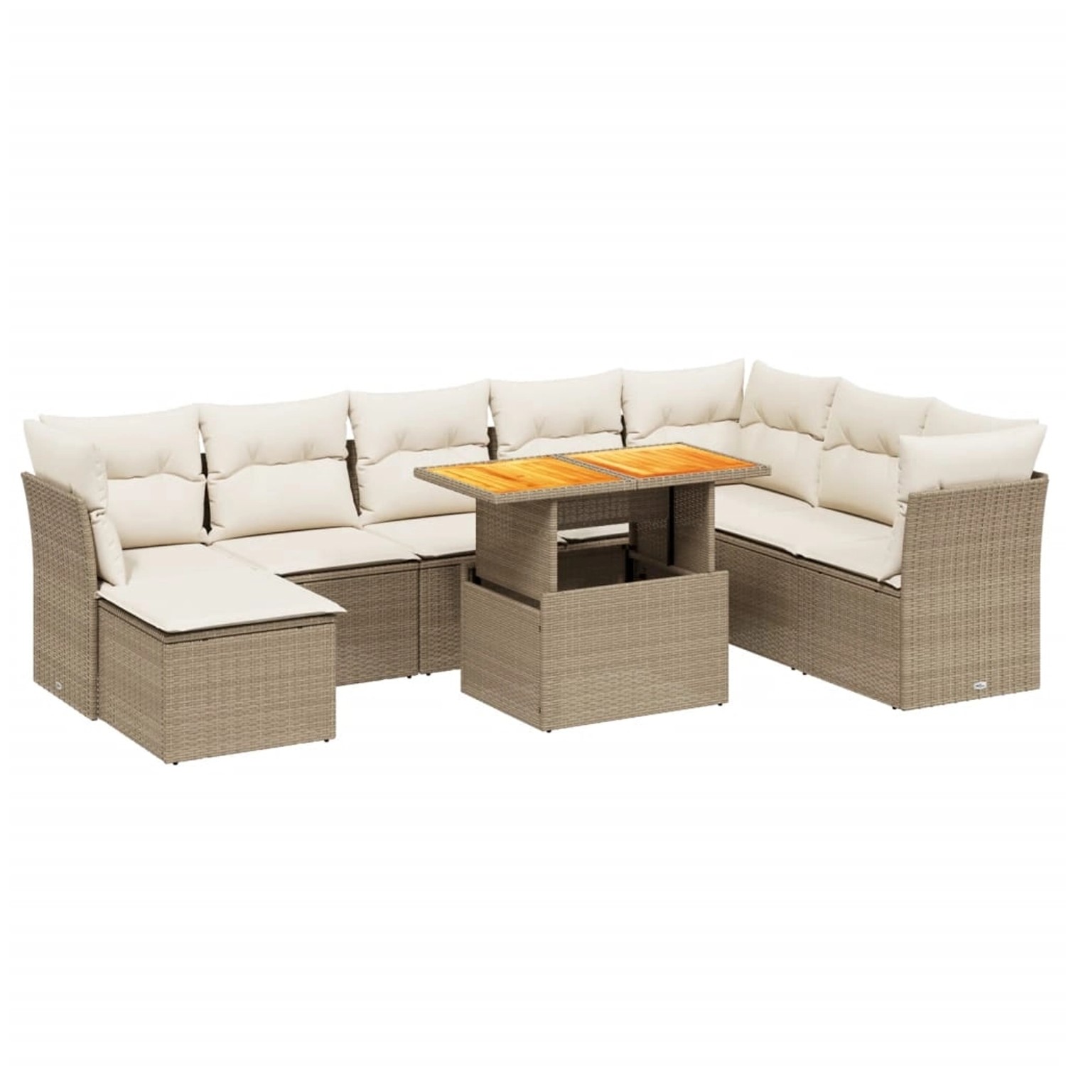 vidaXL 9-Tlg Garten-Sofagarnitur mit Kissen Beige Poly Rattan 3270974 günstig online kaufen