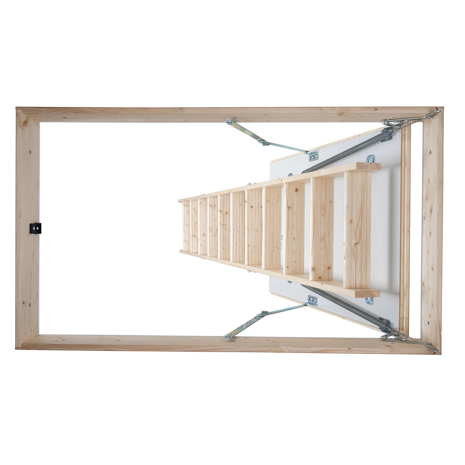 Dolle Bodentreppe Pur, 3-teilig, 130x70 cm, aus Fichte mit Leiter. Ideal für den Dachbodenzugang.