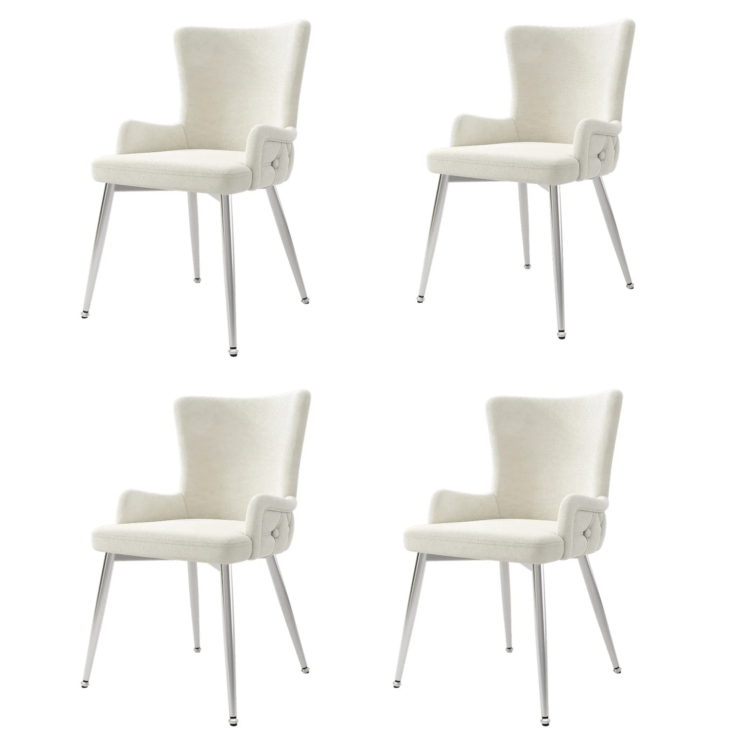 Merax 4 Esszimmerstühle Samt Silberfarbene Metallbeine Wohnzimmerstuhl Beige