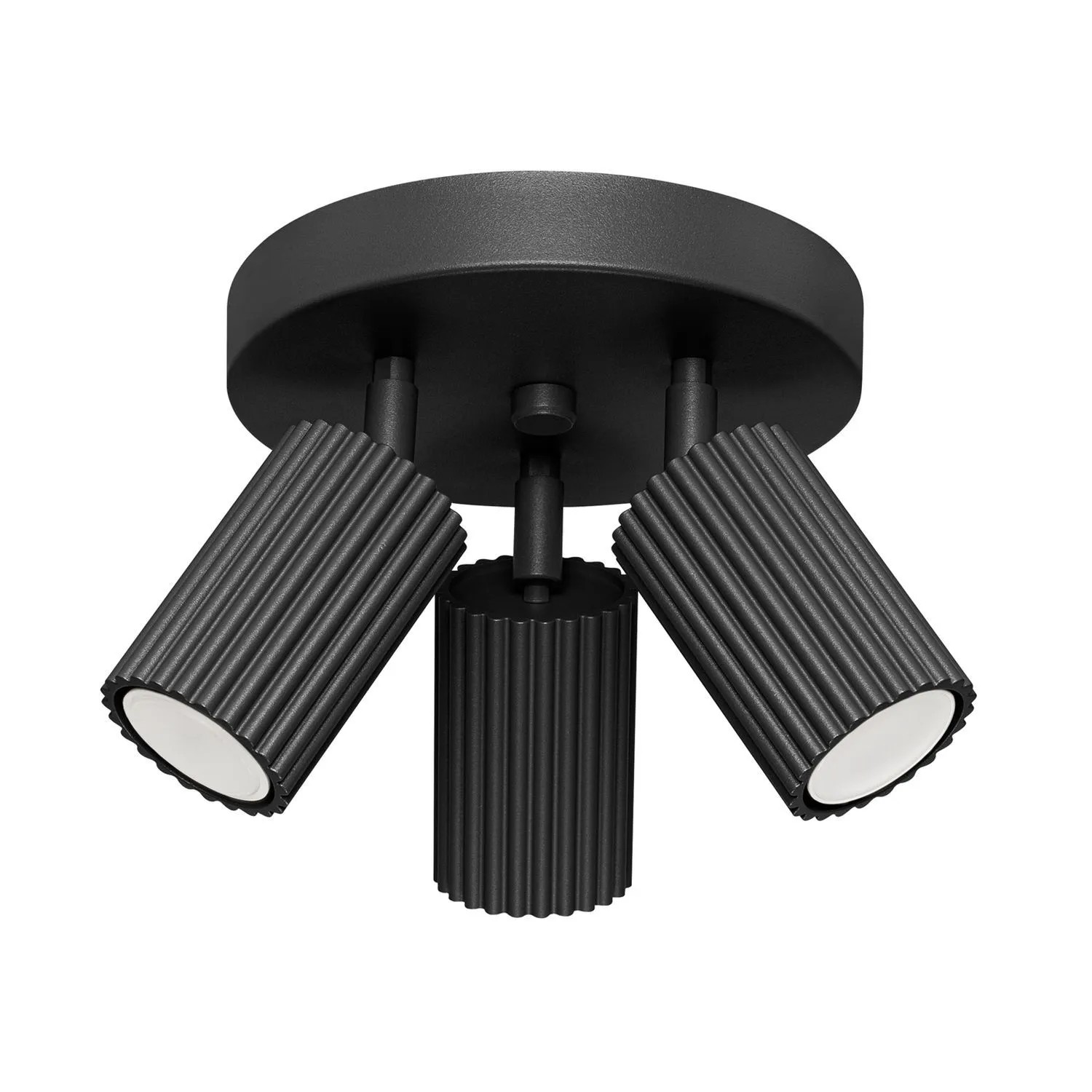 Licht-Erlebnisse Deckenstrahler Schwarz 3-Flammig GU10 19,5 CM Breit Klein Rund Aluminium Modern