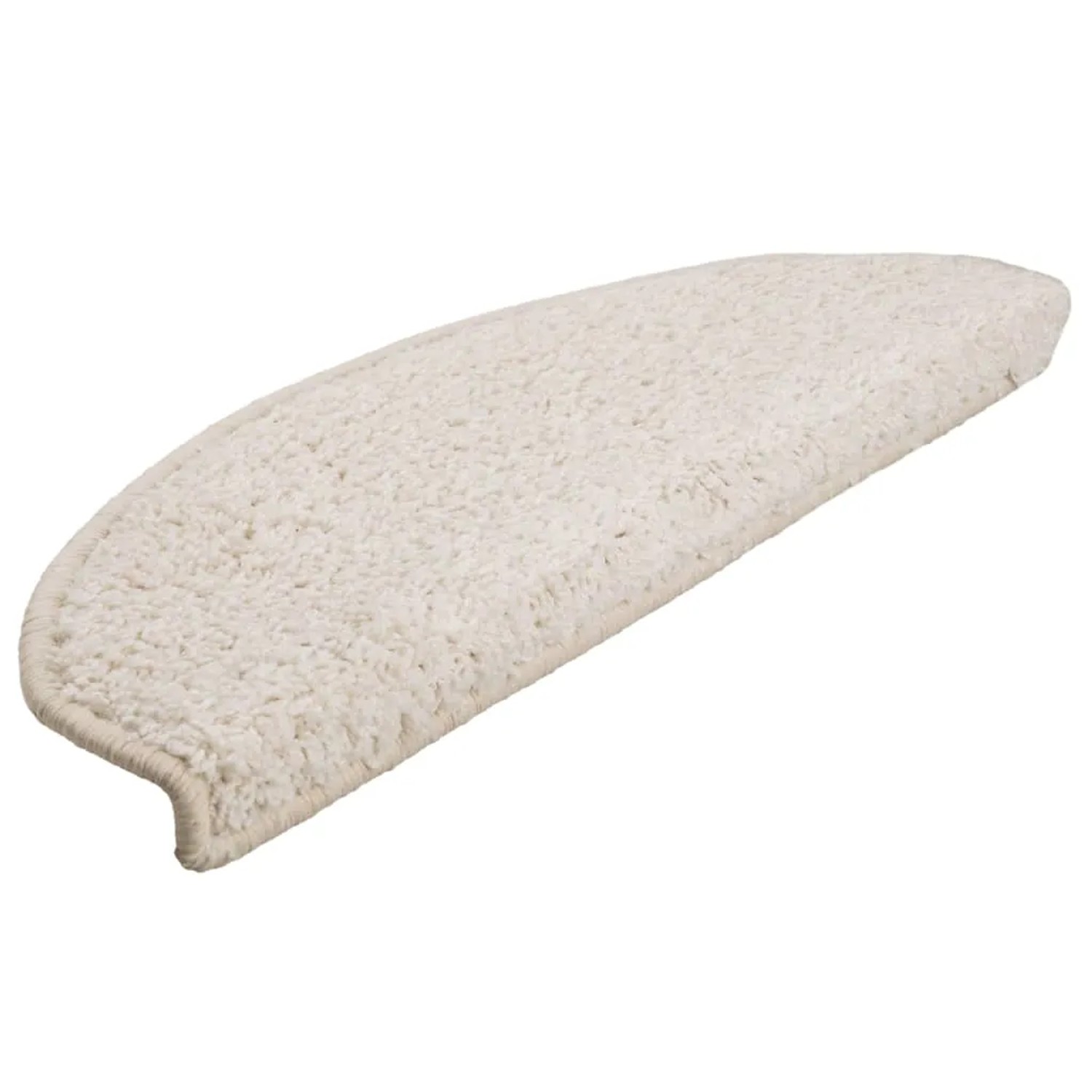 Weiße, halbrunde Stufenmatte aus PP, 65x21 cm. Rutschfeste Treppenmatte für mehr Sicherheit.