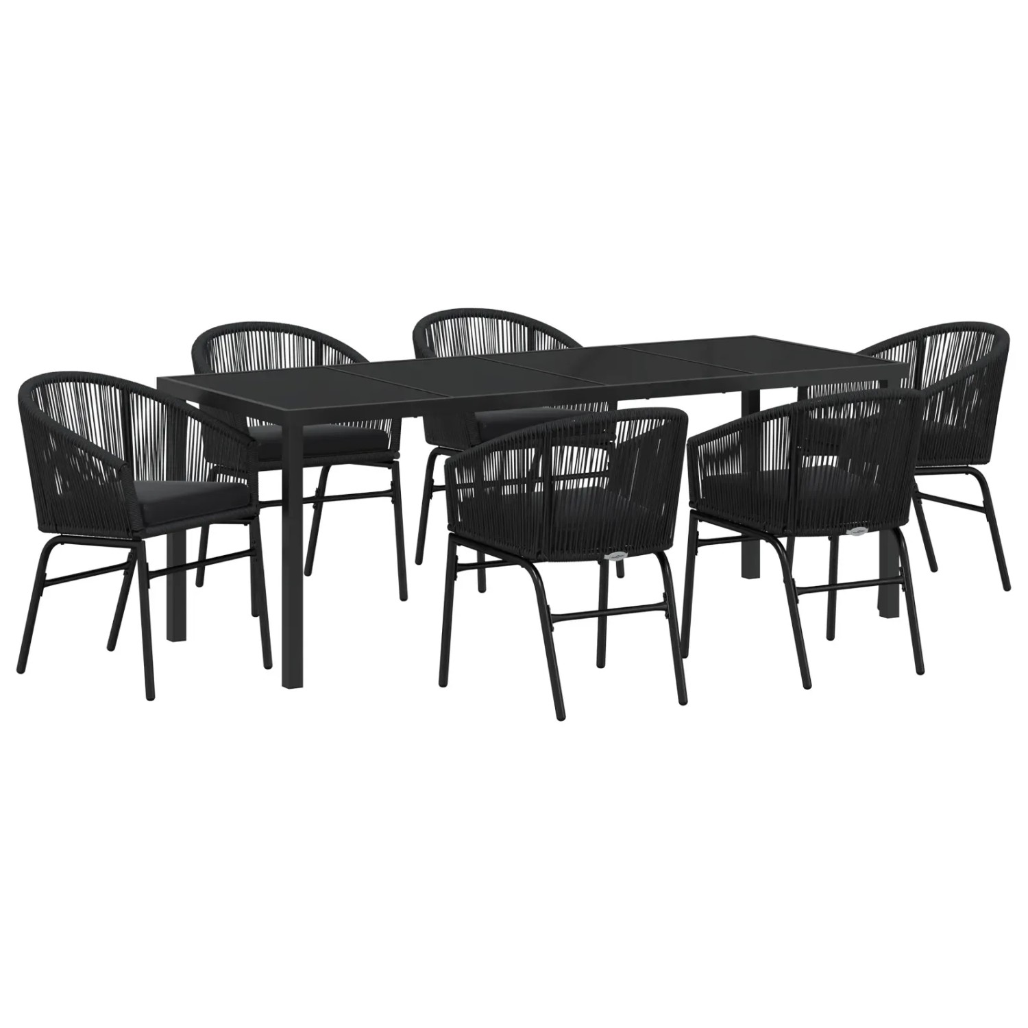 vidaXL Garten Essgruppe 7-Tlg Schwarz Poly Rattan 3379350