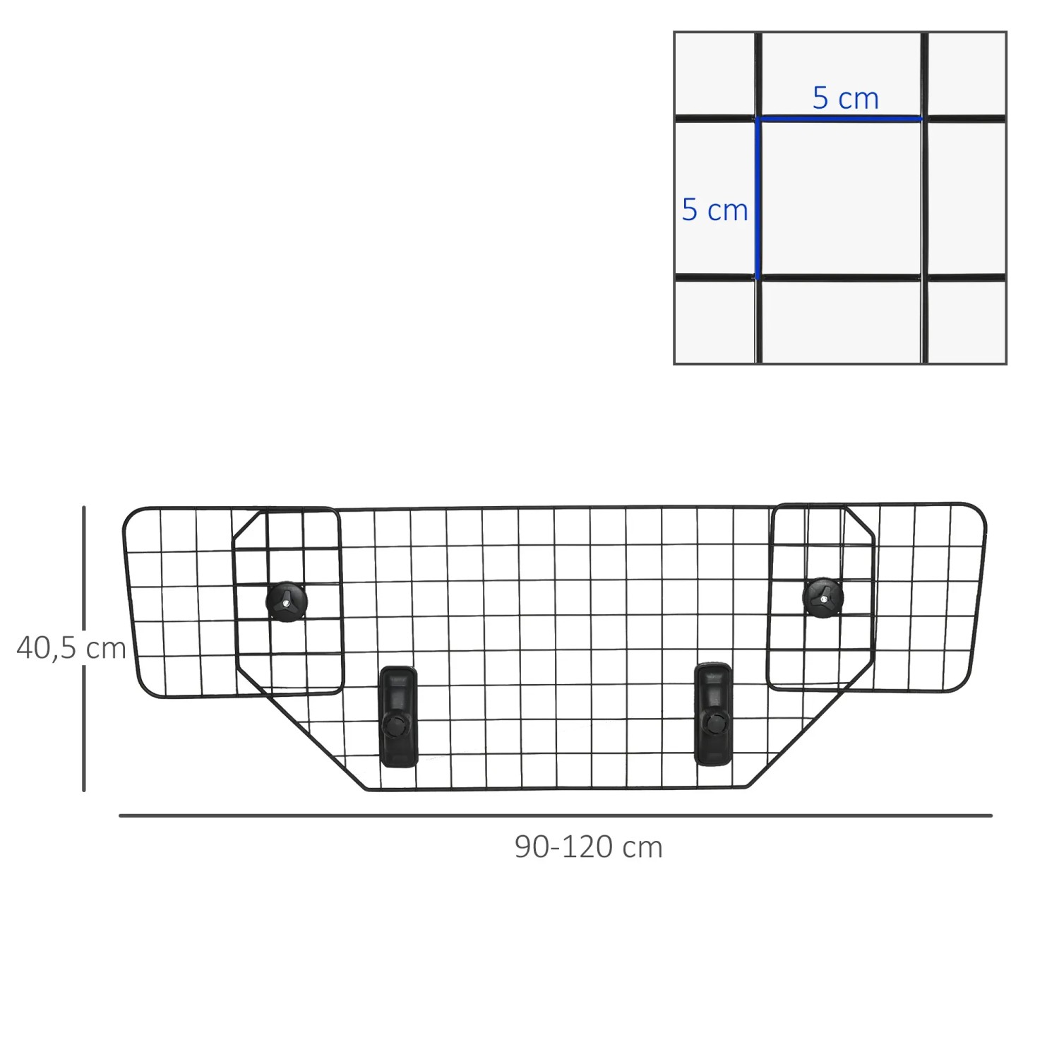 Verstellbares PawHut Hundeschutzgitter für Autos, universell passend, aus schwarzem Metall.