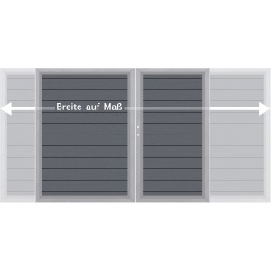 WPC Sichtschutzzaun Doppeltor, maßgefertigt. Wetterfestes Gartentor mit Beschlägen.