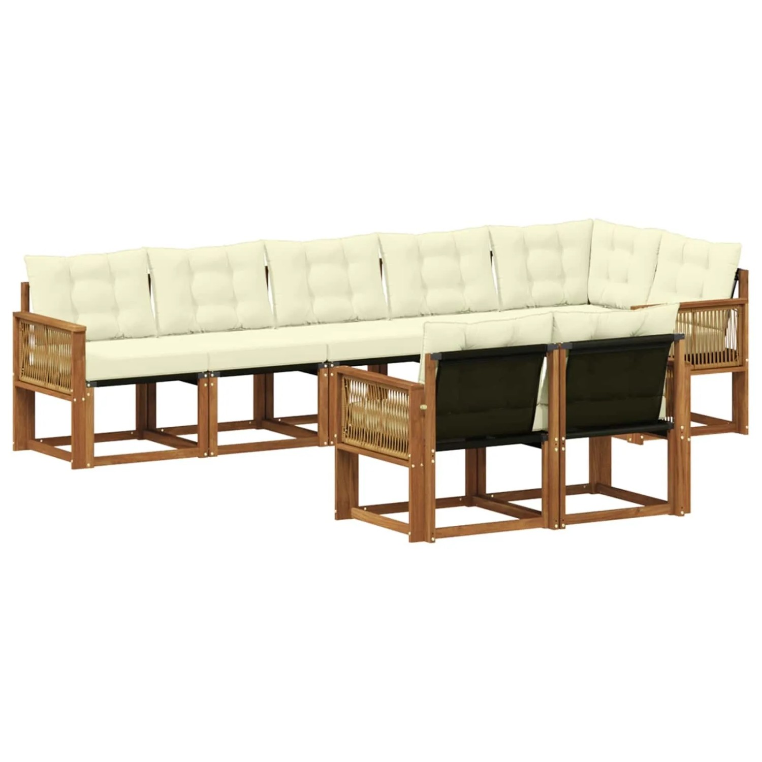 vidaXL Outdoor-Sofagarnitur mit Kissen 8 Stk Natur und Creme 3382034
