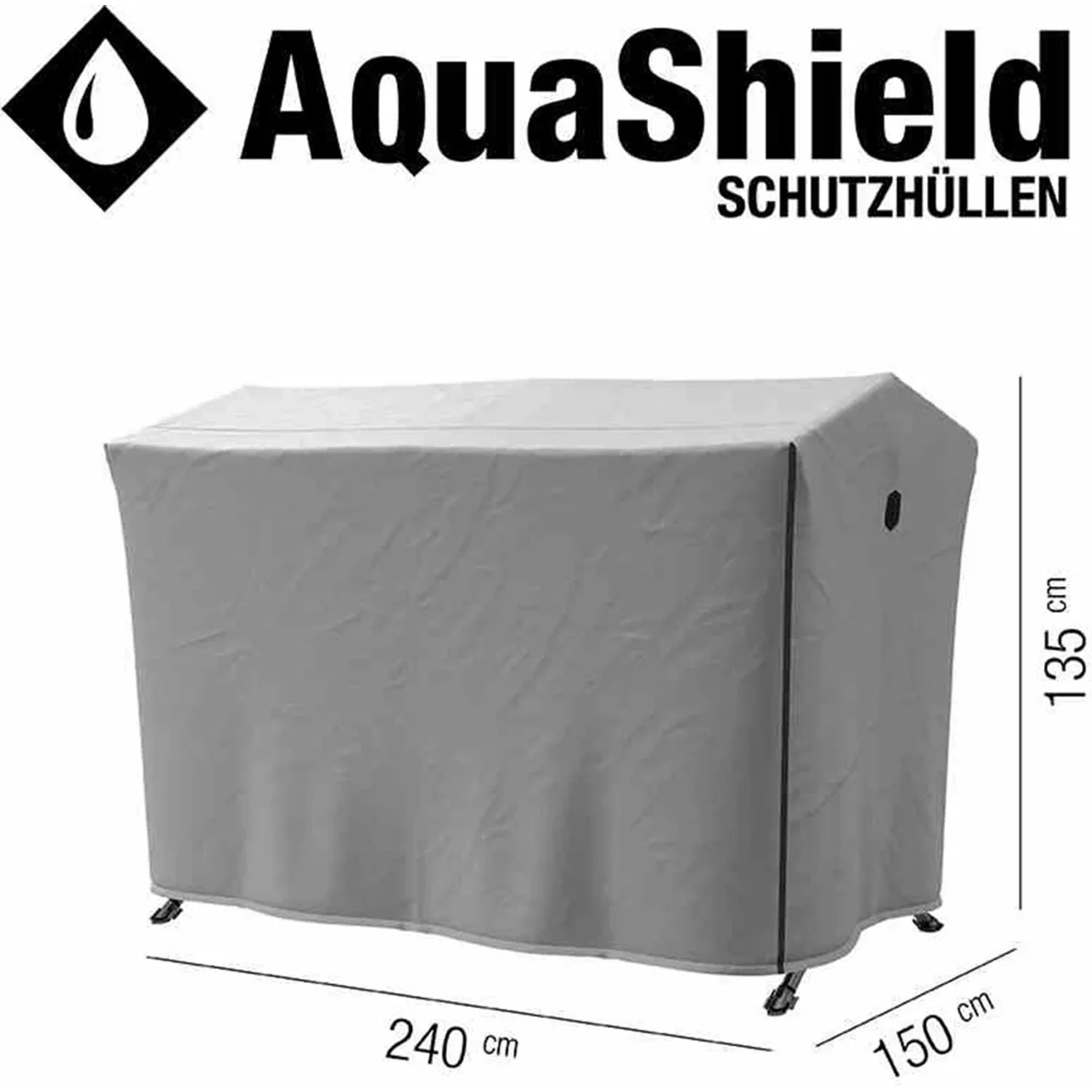 Hellgraue Siena Garden Schutzhülle AquaShield für Hollywoodschaukel, 240x150x135cm.