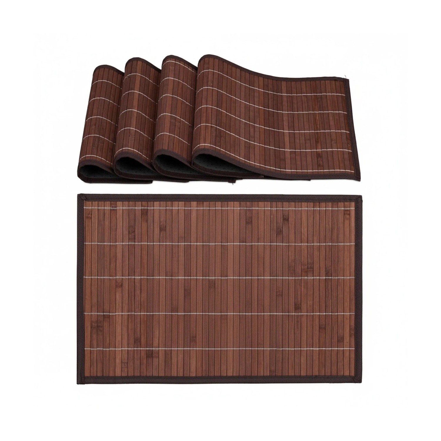 Relaxdays Tischset 4er Set Bambus Braun Rutschfest 45 cm x 30 cm x 0,3 cm 0,7 kg