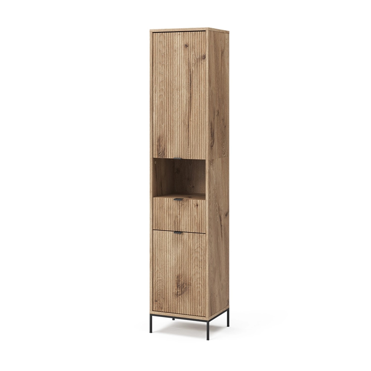 Vicco Badschrank Eliza Viking Oak 40 x 190 cm mit Tür und Schublade