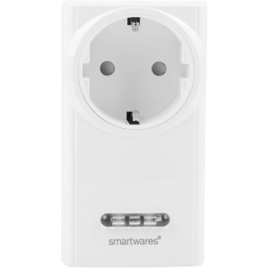 Weißer Smartwares Funk-Netzschalter mit Dimmer, 200W für Hausfunksteuerung.